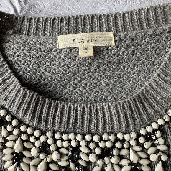 Grey Rhinestone Embellished Sweater - Picture 5 of 5